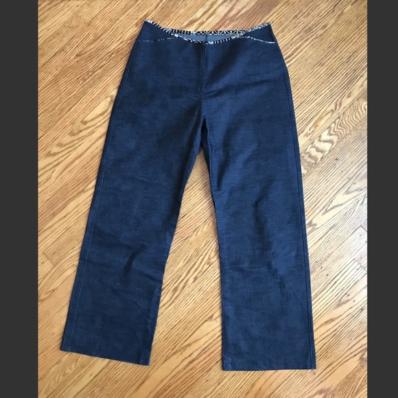 Vintage Dark Denim Zip Up Wide Leg Gaucho Pants 30 - Picture 10 of 11